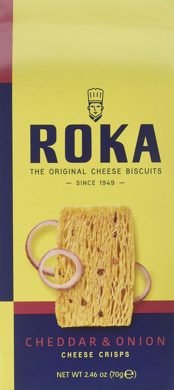 ROKA Cheddar and Onion Cheese Crispies, 2.46 oz.