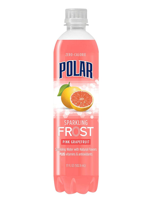 Polar Beverages Frost Sparkling Water, Pink Grapefruit, 17 Fluid Ounce (Pack of