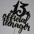 Teens Happy 13th Birthday Cake Topper, Boys Girls Teenager 13th Birthday Party Decorations, Black Glitter Decor