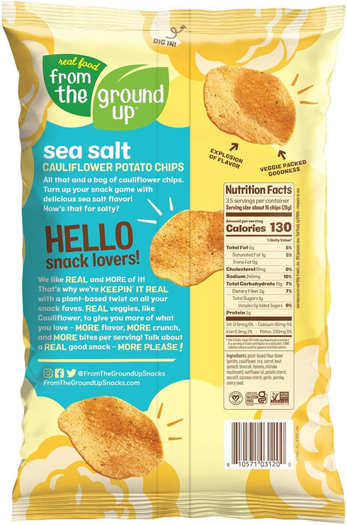 6 Pack 6 Pack) Real Food From The Ground Up Cauliflower Chips - Snack Bags (Sea Salt