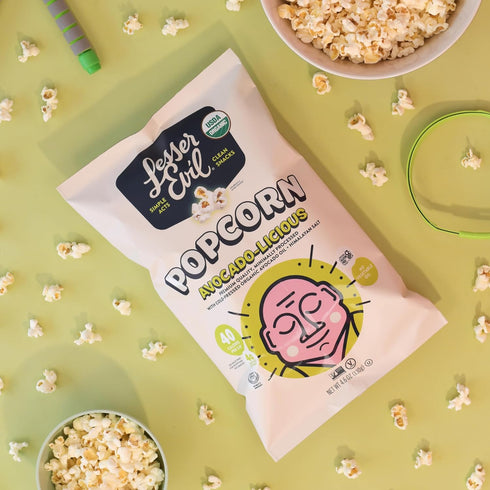 4.6 Oz, Pack 3 LesserEvil Avocado-licious Organic Popcorn, Amazon Exclusive, Premium Quality, Minimally Processed, No