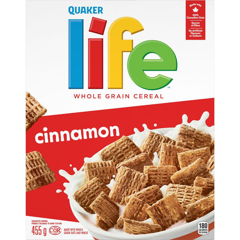 Life QUAKER Cereal, Cinnamon flavour, 455g/16 oz.,Box, (Imported from Canada)