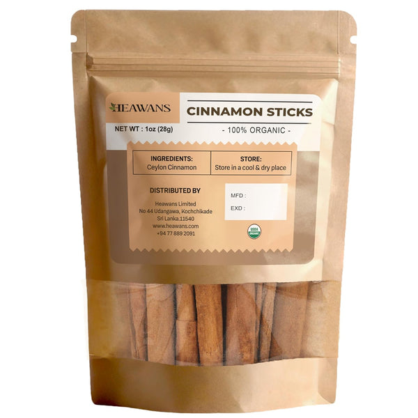 Heawans Organic Ceylon Cinnamon Sticks, 1 oz, not cassia cinnamon
