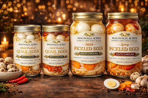 Generic (16 oz) Pickled Quail Eggs Two Mild & Tangy Southern Style Small Batch Gourmet Pickled Eggs High Protein Snack