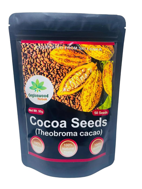 Ceylonwood Herbals Organic Cocoa Seeds, Cacao Seeds, Theobroma cacao 50 Seeds Pack