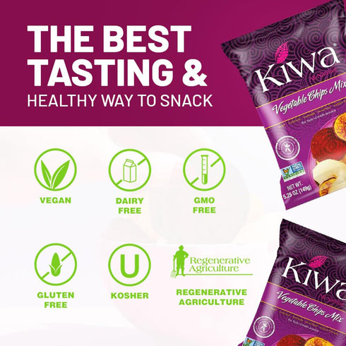5-Pack 5.25oz (5 Count) Kiwa Vegetable Chips Mix Gluten-Free, Vegan, Kosher, Non-GMO Snack Made with Cassava, Parsnip