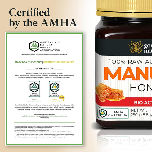 510+) 8.8 oz Good Natured Manuka Honey (MGO - High Grade Raw Manuka Honey Medical Grade, Non-GMO, Lab-Tested & AMHA