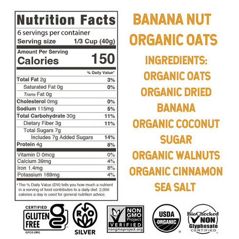 9 Wildway, Oats Banana Nut Organic, Ounce