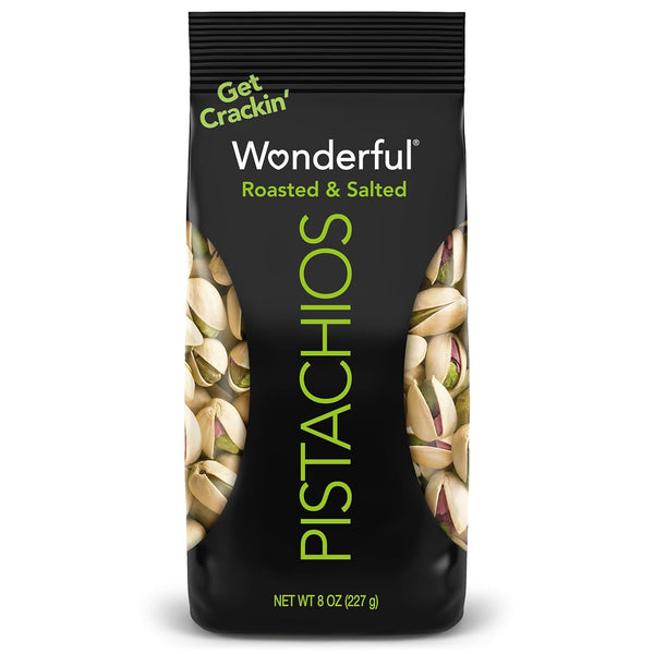 Wonderful Pistachios In Shell, Roasted and Salted Nuts, 8 Ounce Bag, Healthy