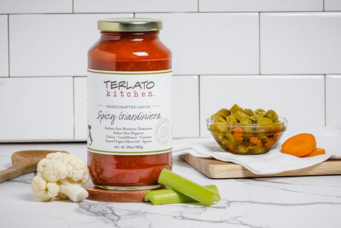 Set Terlato Kitchen Weeknight Pasta Gift with Sauce, Italian Penne Pasta, Recipe Cards (Spicy Giardiniera)