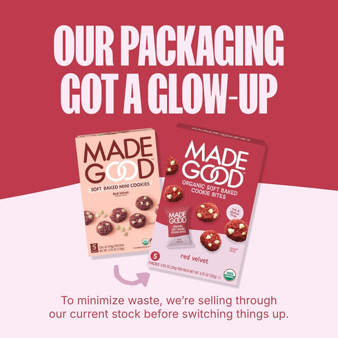 0.85oz MadeGood Red Velvet Soft-Baked Cookies, Each, Organic Snacks