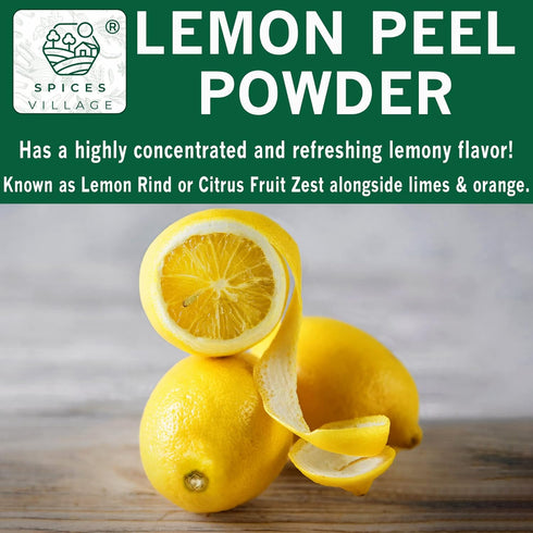 4 oz, SPICES VILLAGE Lemon Zest Powder, Natural Lemon Peel Powder for Baking, Cooking and Herb Tea - Certified Kosher