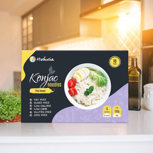 Hethstia Konjac Pho & Konjac Pho Cup Soup Variety, Low Carb Shirataki Vietnamese Noodles & Pre-Cooked Pho Soup Cups