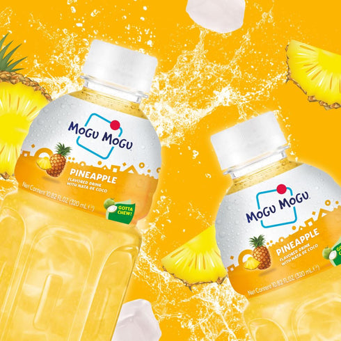 (6 Mogu Mogu Drink Pineapple Juice Bottles) Delicious drinks made with fruit juice and nata de coco (coconut jelly) Fun