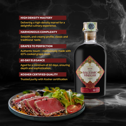 8.45 Oz 60 65% Dependable Food Balsamic Vinegar of Modena Fl | Aged Days | High Density, Grape Must | Kosher | Classic