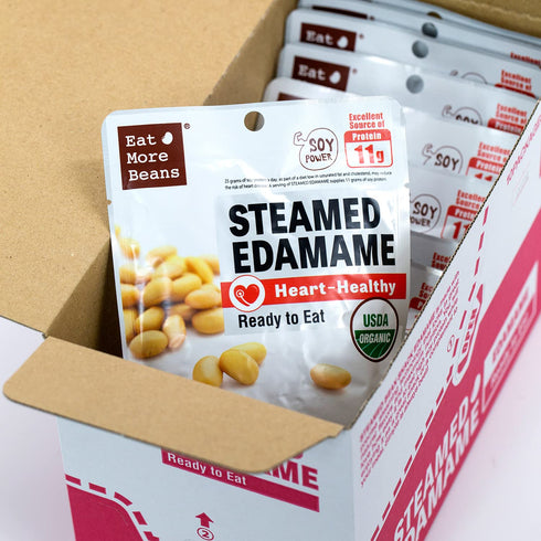snack(2oz, 10packs) Eat More BeansSTEAMED EDAMAME- Heart-Healthy, steamed bean, healthy salad toppings, plant-based