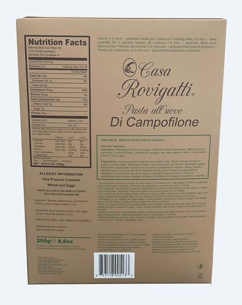 (Pack 4) 8.8 250 Linguine with Ink of Squid of - Italian Linguine Al Nero Di Seppia Pasta From the Region of Di
