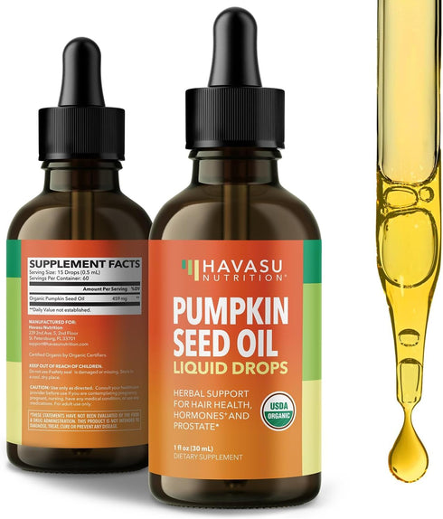 Pumpkin Seed Oil - USDA Organic - Cold Pressed for Hair, Prostate,