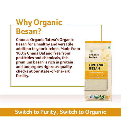 500g Organic Tattva Gram Flour Besan, ChickPea Flour, Certified By USDA Organic
