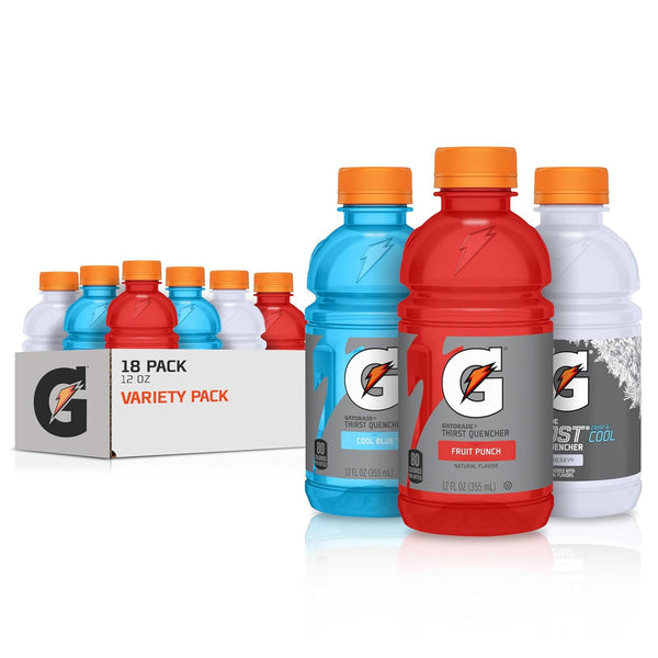 Gatorade Thirst Quencher, Fruit Punch, Glacier Cherry, Cool Blue Variety Pack, 12