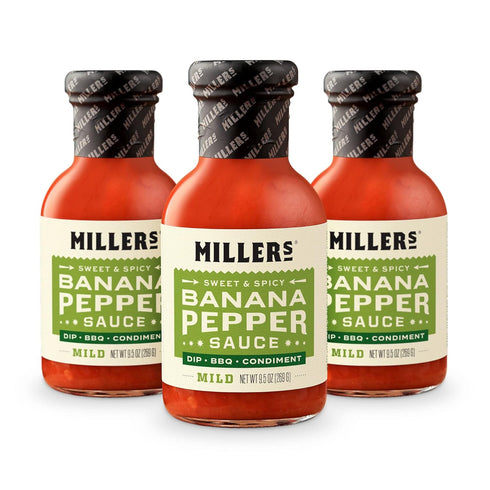 Miller's Banana Pepper Sauce - Red Banana Pepper Mild Hot Sauce, Sweet
