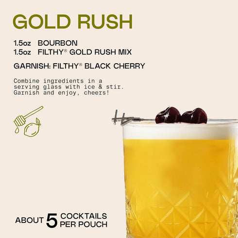 8 oz 6 Pack Filthy Gold Rush All Natural Cocktail Mixer - Made With Fresh Lemon Juice & American Honey - Balanced Sweet