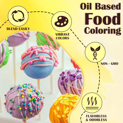 16 Set 0.35 Fl.Oz/Bottles Oil Based Food Coloring for Chocolate - Colors Concentrated Oil Food Dye, Food Grade Dye