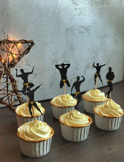 36 PCS Male Dancers Beefcake Cupcake Toppers - Bachelorette Decoration Supplies