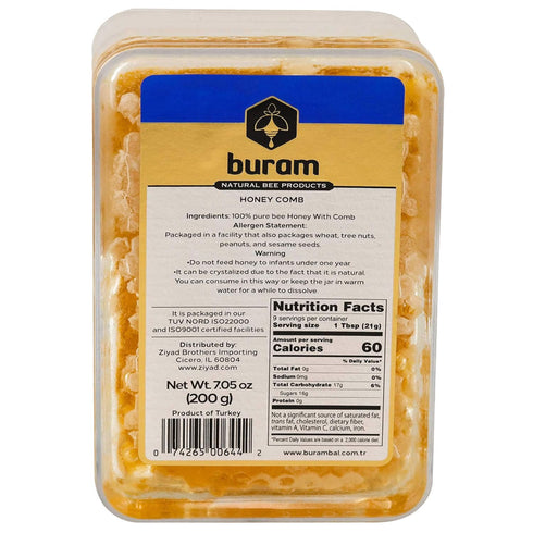 7.05 oz (Pack 6) Buram Gourmet Raw Honeycomb | All-Natural | Pure Unfiltered | Edible Wax | No Additives, No