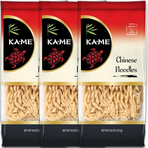 KA-ME Chinese Noodles, Low Fat, Low Sodium, 8oz Pouches (3 Pack)