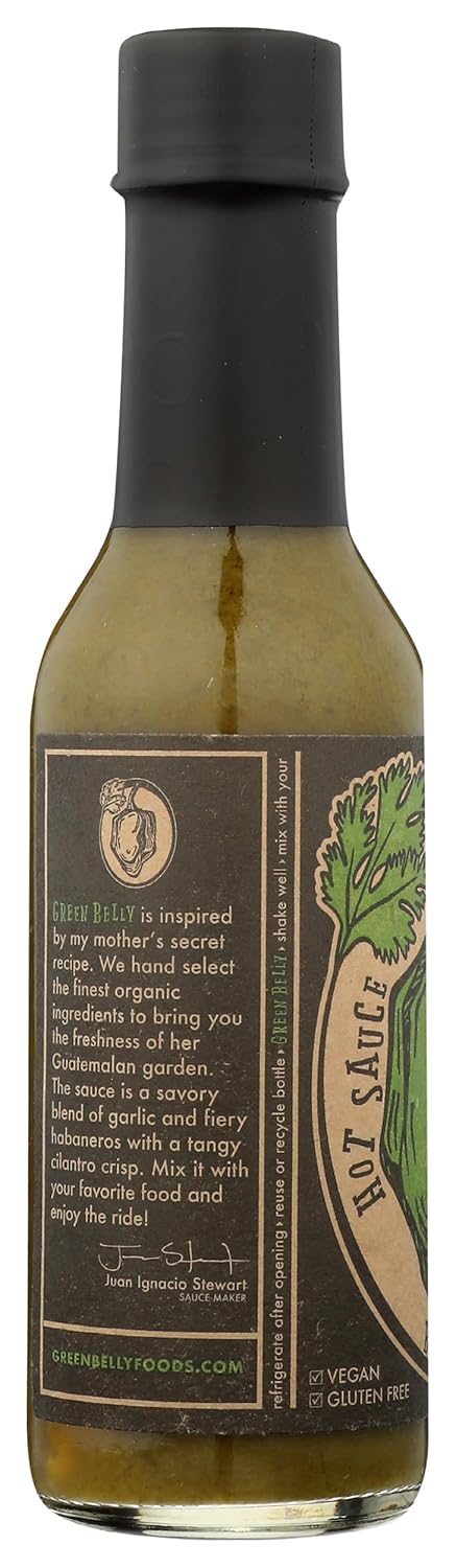 Green Belly Foods 5.2oz Green Belly Hot Sauce: uses Cilantro, Habanero, Garlic & Organic Apple Cider Vinegar