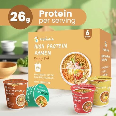 Pack Hethstia Konjac Shirataki Fettuccine Noodles & High-Protein Ramen Variety Keto, Vegan, Gluten-Free, Low-Carb Meal