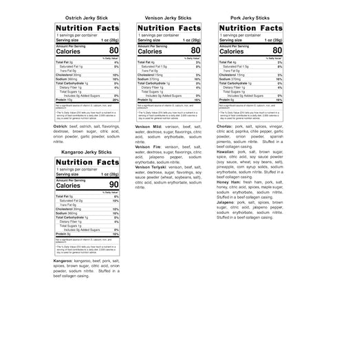 Buffalo Bob's Pack (14 Wild Game Meat Exotic Snack Sticks Variety Items)