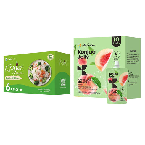 Hethstia Konjac Jelly Peach Flavor Vitamin C 10 Packs and Konjac Spaghetti
