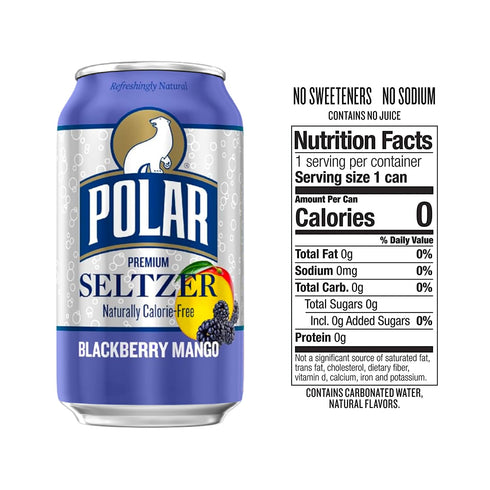 POLAR 12 oz 12 pack Seltzer Water, Blackberry Mango, fl cans