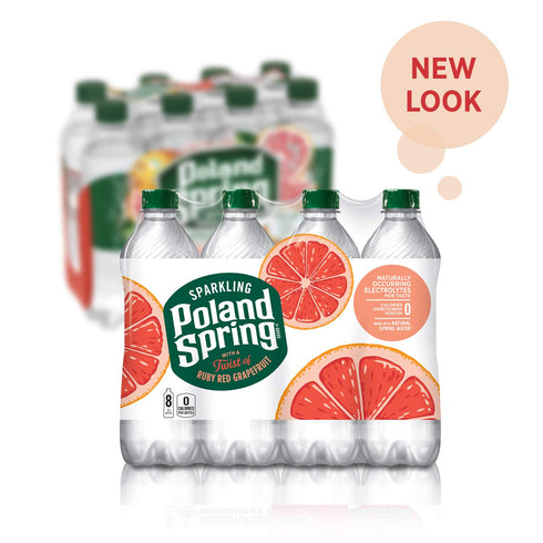 16.9 Oz, Pack 8 Poland Spring Sparkling Water, Red Ruby Grapefruit, Fl