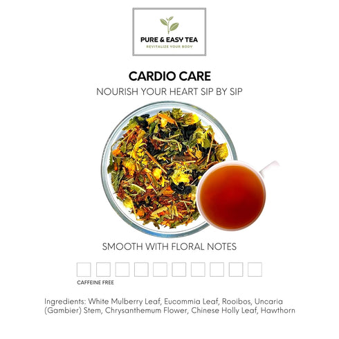 (100g) Pure And Easy Tea, Cardio Care, Herbal Heart & Circulatory Support Tea, Caffeine-Free Multi-Botanical Wellness