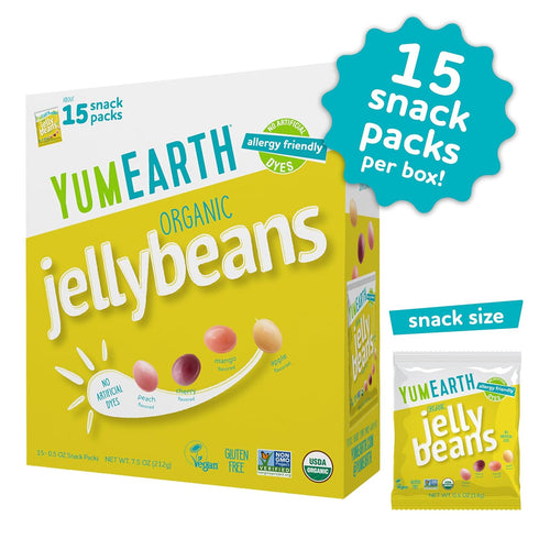 Packs, 7.5 oz. (Pack 15) YumEarth Organic Jelly Beans - Fruity Candy Snack Gluten Free Snacks for Kids - Allergy