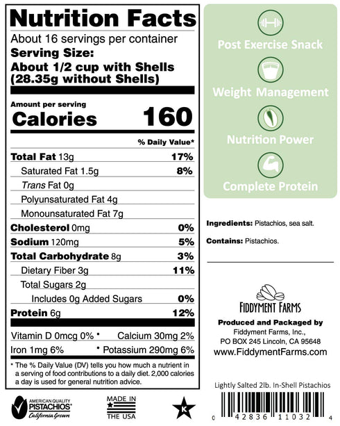 2lb Fiddyment Farms Sea Salted In-shell Pistachios