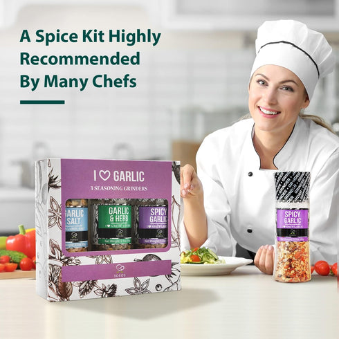 Set 9 Set, Soeos Spice Seasoning of with Integrated Grinders, Individual Spice Grinder, Pure and Fresh Perfect for BBQ