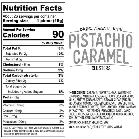 Generic 16 oz Copper Kettle Candy Co. Dark Chocolate Pistachio Caramel Clusters, Kettle-Cooked Caramel with Roasted