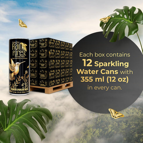 12 Pack 355 ml Packaging Rainforest Sparkling Water Cans | Each | Crisp Carbonated Water for Pure Refreshment |