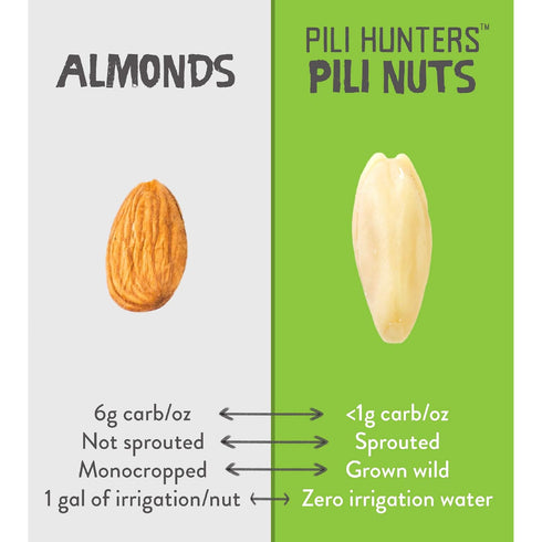 5oz Pili Hunters - Wild Sprouted Pili Nuts, Pink Himalayan Salt, Bag, Keto/Paleo/Vegan Snacks, Low Carb Energy, Gluten