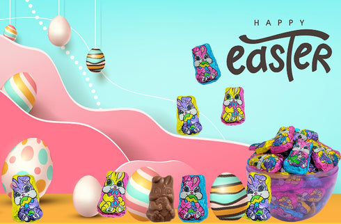 (1 Easter Bunnies, Smooth & Creamy Party Bag Fillers, Individually Wrapped Multicolor Foils Pound)