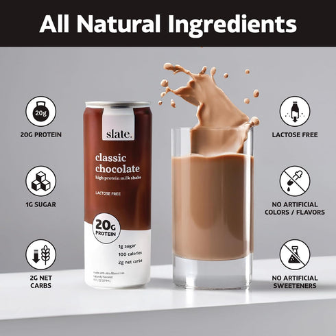 11 Oz Slate Milk - High Protein Milk Shake - Classic Chocolate, Fl