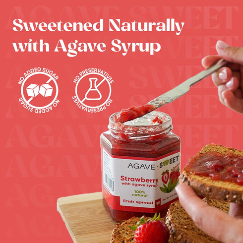 10 oz Agave Sweet Natural Strawberry Fruit Spread Sweetened with Agave Syrup | No Sugar Organic Strawberry Jam | No