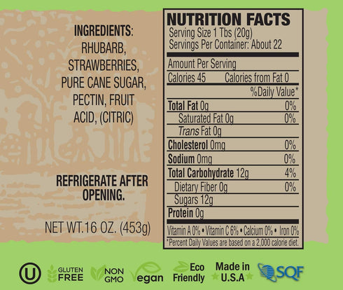 16oz (Pack 6) Dillman Farm All Natural Strawberry Rhubarb Preserves - Gluten-Free, Non-GMO, Vegan, Kosher, Preservative