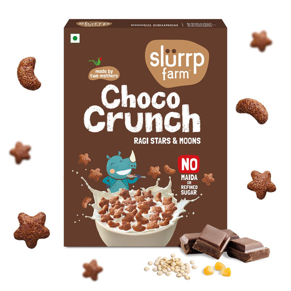 Slurrp Farm Choco Crunch Ragi Cereal | Crunchy Chocolate Breakfast with Stars
