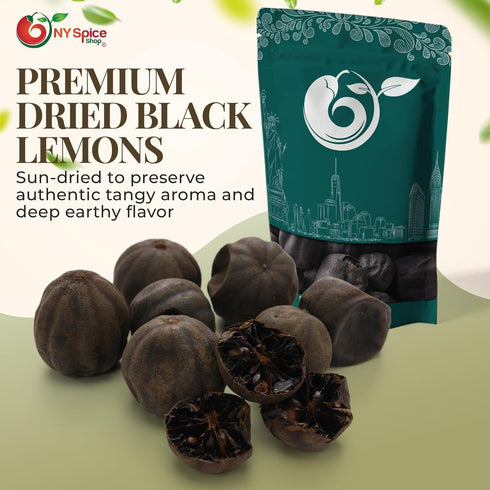3 NY Spice Shop Whole Dried Black Lemons - Pound Citrus limon - Natural Sun-Dried Loomi - Tangy Citrus Pods for Middle