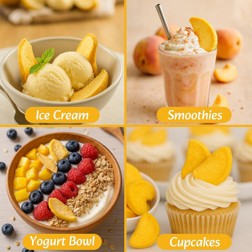 Nahasahr 7.06oz 100% Smoothies(200g) Freeze Dried Yellow Peach Slices- Nature Dehydrated Peaches Chips with Sugar